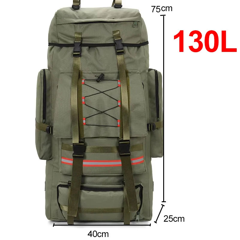 130L Hiking Camping Backpack Travel Large Luggage Bag Men Trekking Outdoor Sports Pack Molle Trekking Rucksack for Men Big Bag