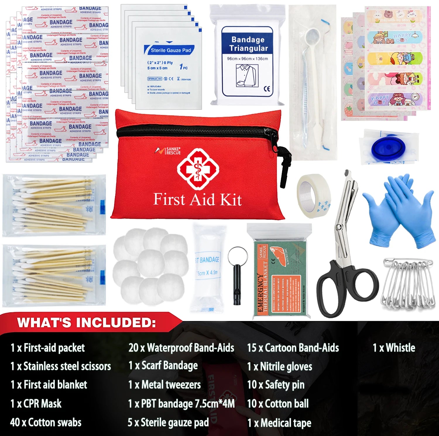 Multi-Purpose Small/Large First Aid Kit: Portable First Aid Kit for Outdoor Hunting, Hiking, Camping, Including Emergency Suppli