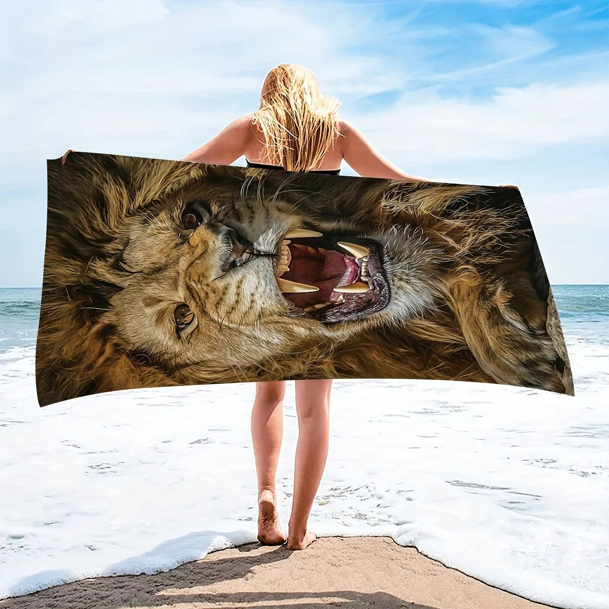 Roar into Summer with Our Majestic Lion Beach Towel! Suitable for Towels, Bath Towels, Beach Towels