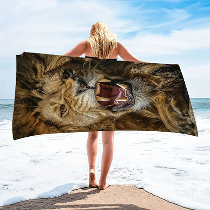Roar into Summer with Our Majestic Lion Beach Towel! Suitable for Towels, Bath Towels, Beach Towels