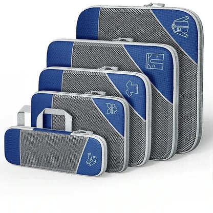 5PCS Compression Packing Cubes, Mesh Travel Packing Cubes for Suitcases, Lightweight Organizers Bag Set for Travel Essentials
