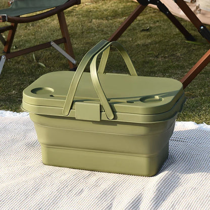 Outdoor Camping Foldable Storage Box Folding Table Picnic Portable Storage Basket Picnic Basket Comes with a Small Table Board