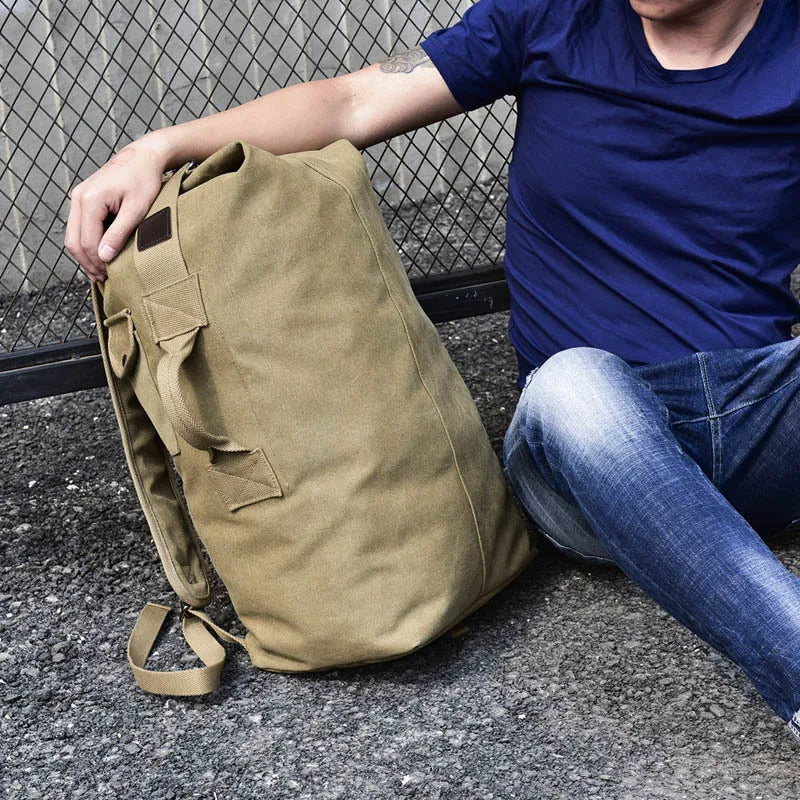 Outdoor Travel Bag Backpack Fashion Large Capacity Rucksack Man Light Weight Male Luggage Canvas Bucket Shoulder Bags for Men