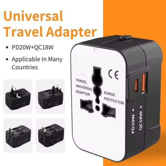 Universal Travel Adapter with USB a Type C Port Power Adaptor EU/UK/US/AU Power Charger Converter Socket Plug Adaptor Connector