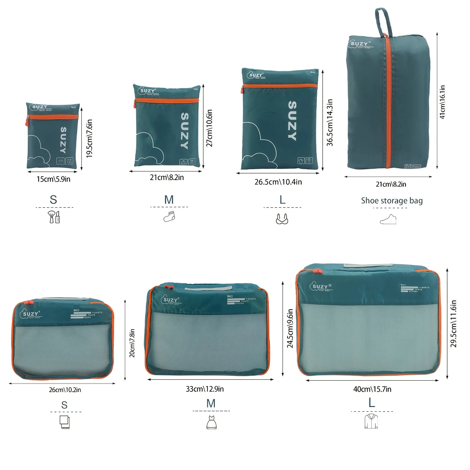 7 Set Luggage Organizer Bags for Family, Mesh Breathable Travel Packing Cubes for Suitcases Durable Travel Essentials Bags Set