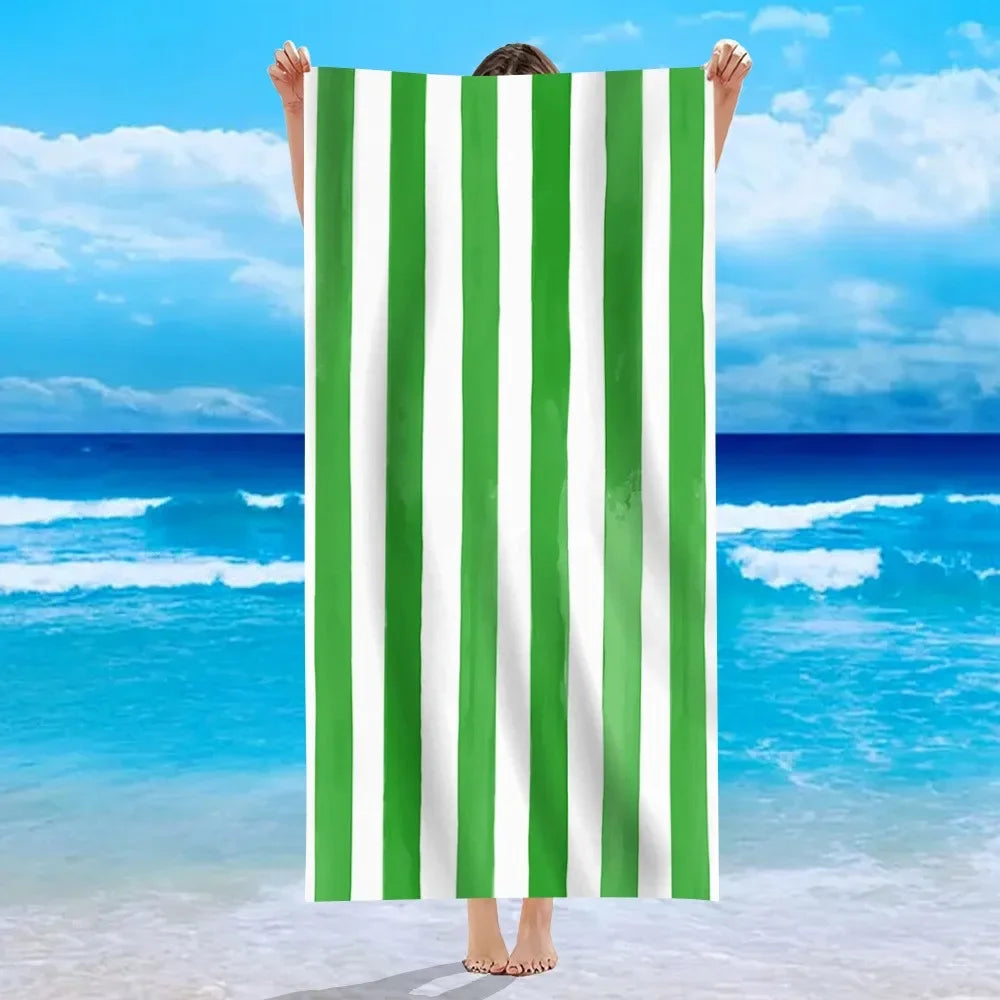 Yellow Stripe Microfiber Beach Towel Quick Fast Dry Trend Pattern Beach Towel Oversized Blanket Lightweight Towel Bathtowel