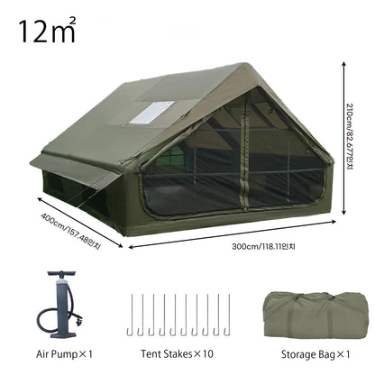 Inflatable Camping Tent 4-8 People with Windows Portable Water-Resistant Camping Tent Four Season Tents