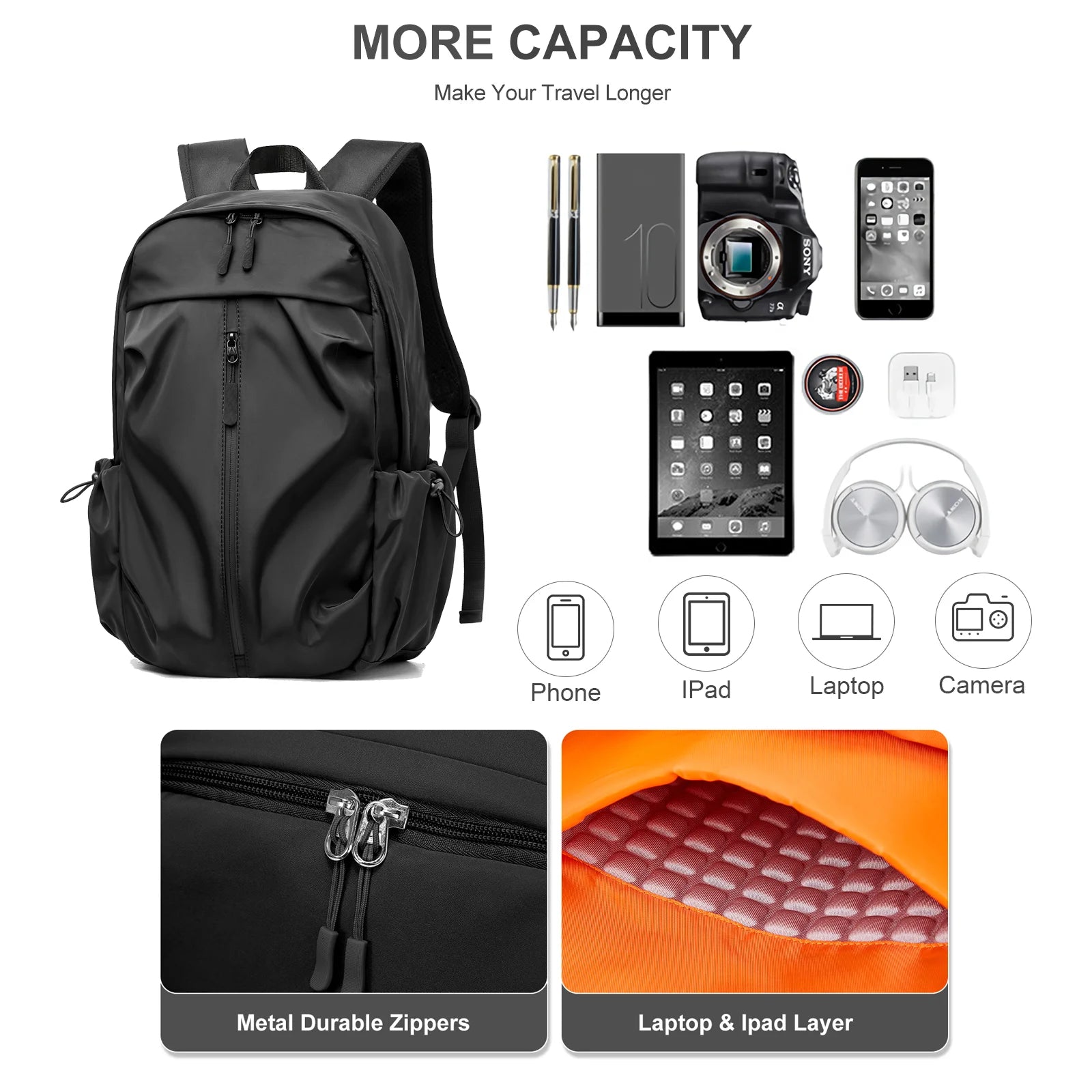 Mens Backpack Waterproof Notebook Backpacks Travel Vacuum Compression Laptop Backpacks High Quality Storage Business Bag New In