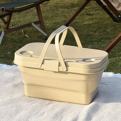 Outdoor Camping Foldable Storage Box Folding Table Picnic Portable Storage Basket Picnic Basket Comes with a Small Table Board