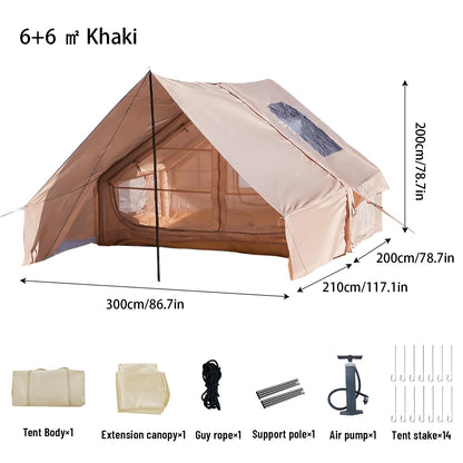 Inflatable Camping Tent 4-8 People with Windows Portable Water-Resistant Camping Tent Four Season Tents