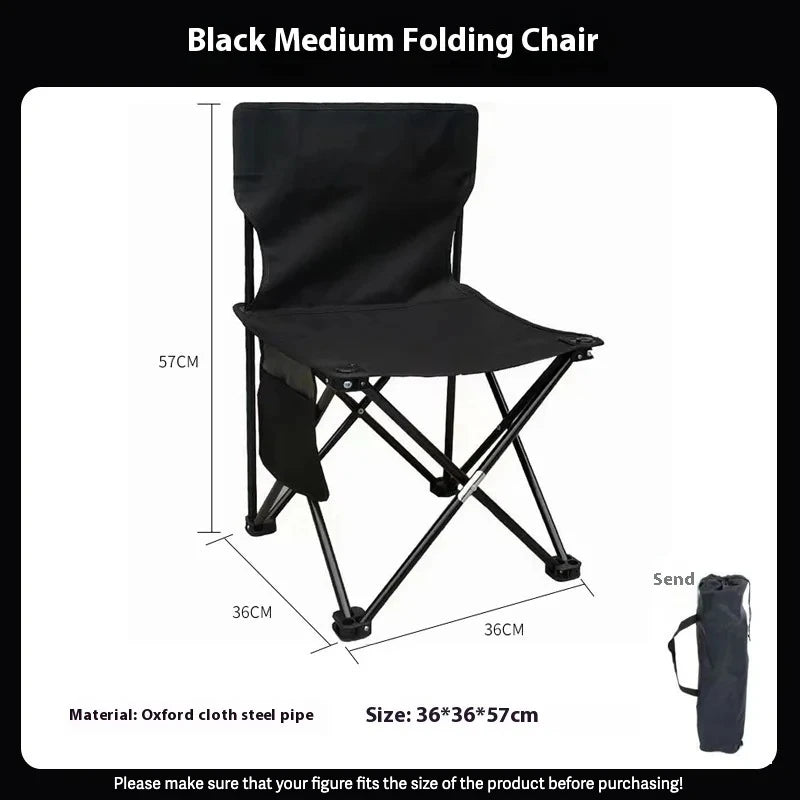 Outdoor Foldable Chair Camping Chair with Side Pocket Picnic Oxford Cloth Chairs Portable Beach Fishing Chairs Camping Chairs