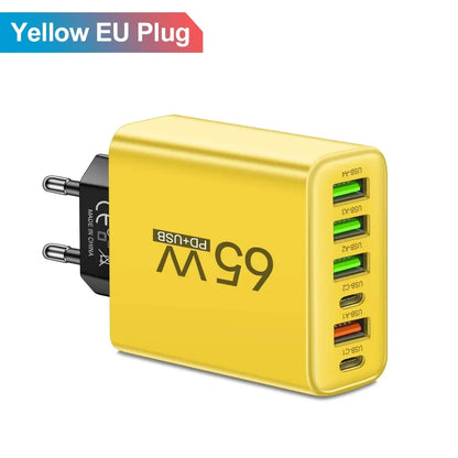 65W USB Multi-Ports Fast Charging Mobile Phone Charger for Iphone Xiaomi Samsung Quick Charge 3.0 Wall Adapters Travel Chargers