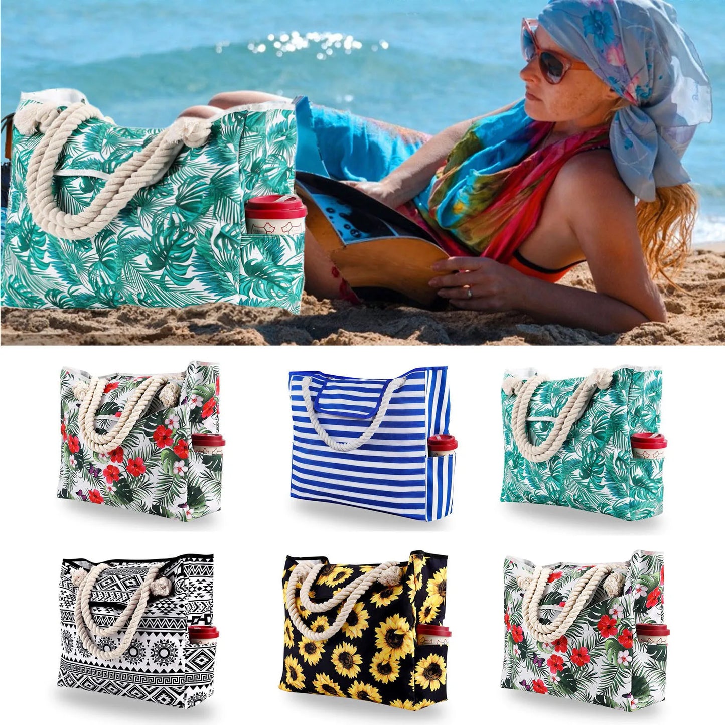 Super Large Capacity Tote Bags Multifunctional Printed Beach Bag Travel Beach Pool Gym Must-Have Accessories Shoulder Bags
