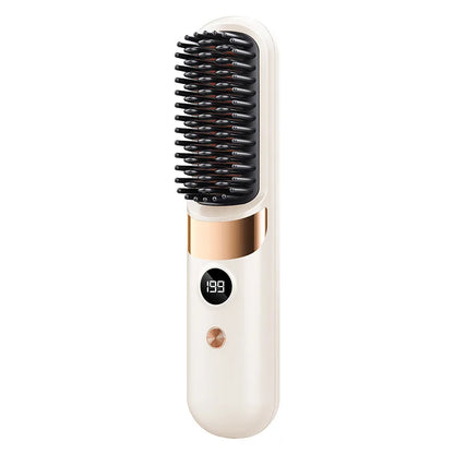 2025 New USB Charging Cordless Hair Straightener Brush-Portable Hair Straightening Brush LED Display for Women Travel Gift