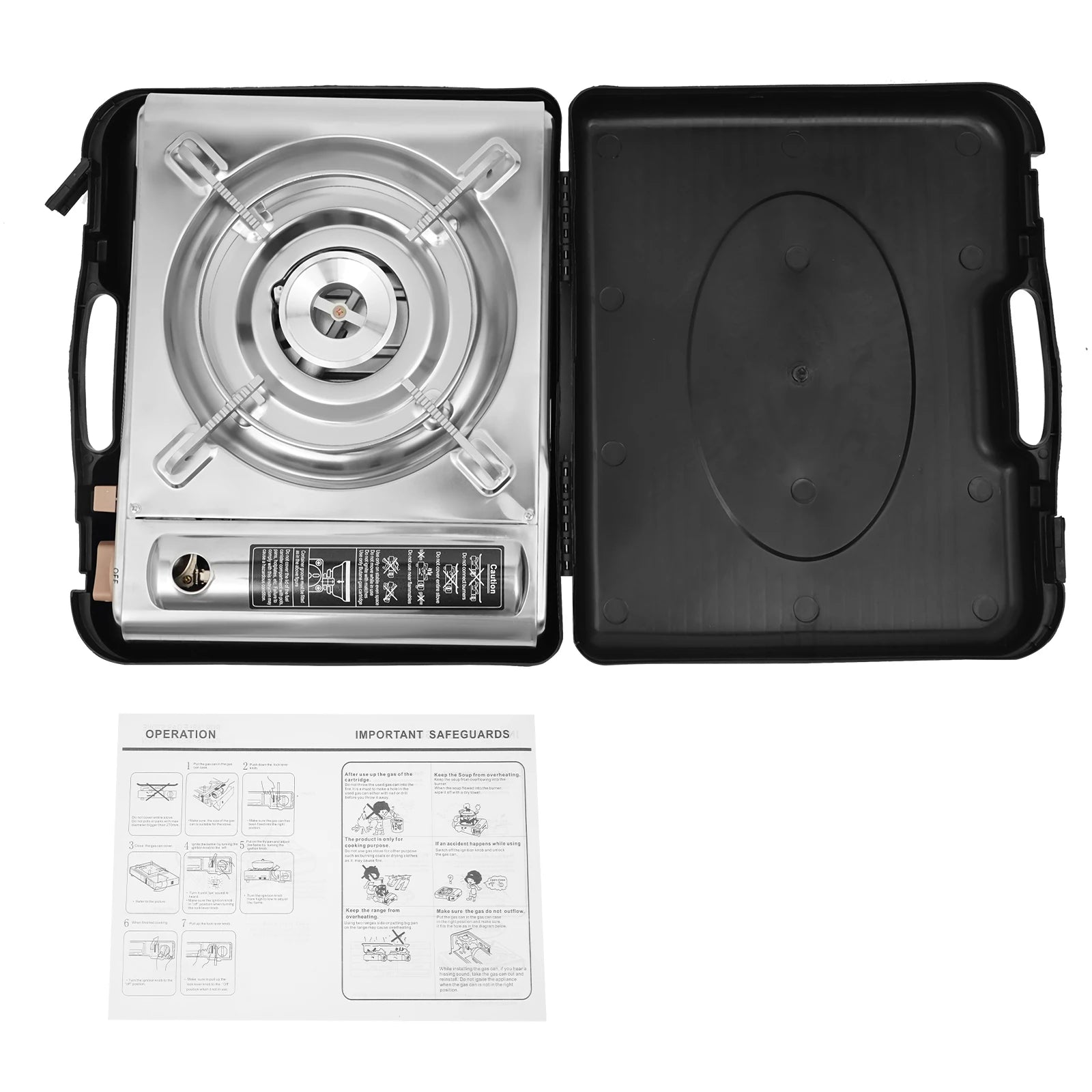 Portable Camping Grill Gas Stove with Windproof Ring Adjustable Firepower Lightweight for Outdoor Camping Picnic Barbecue