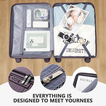 3Pcs Large Travel Suitcase Sets with Travel Bag, Checked Suitcases with Wheels, Carry on Luggage Sets, Travel Box Cabin 55X42X25