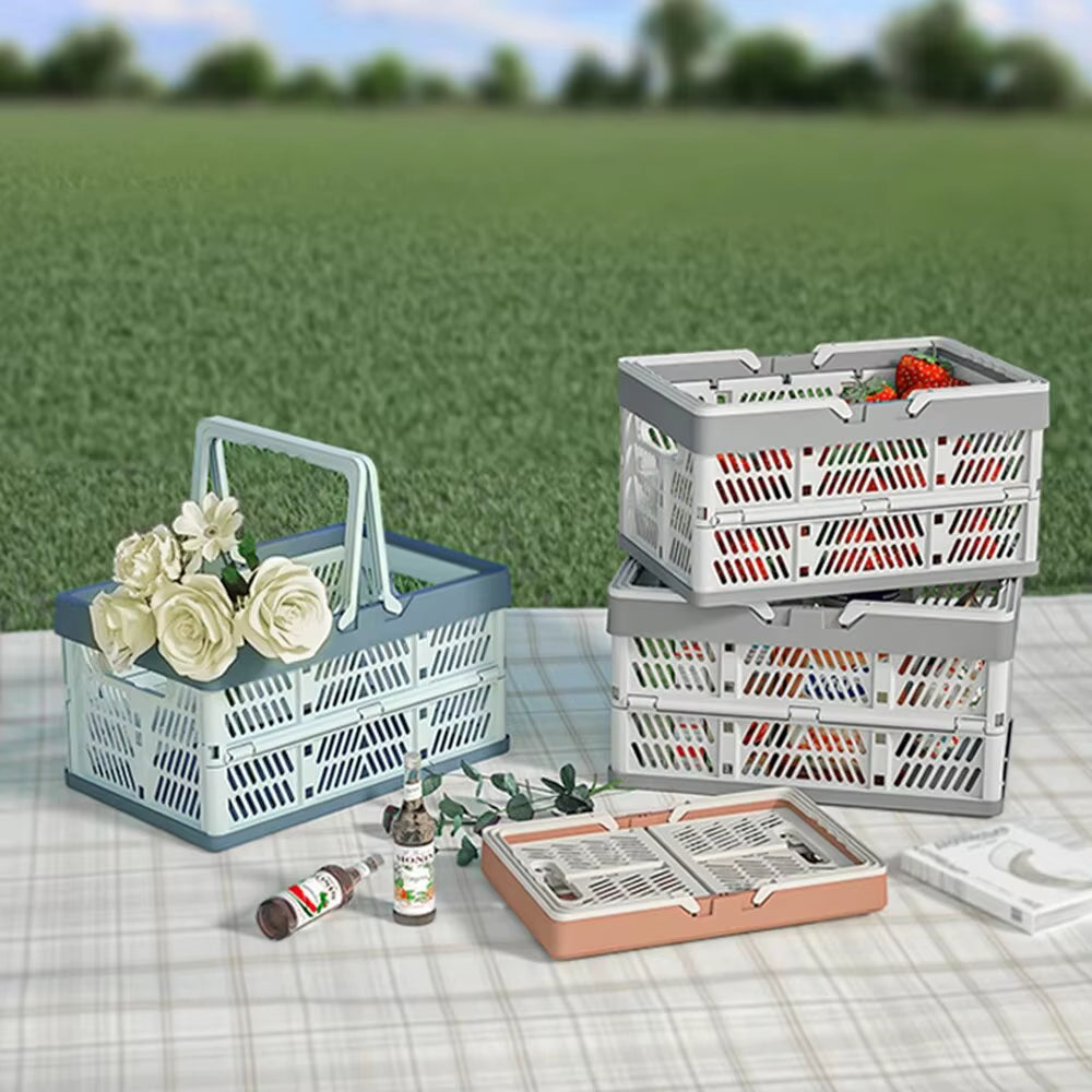 1/2PCS Folding Portable Fruit and Vegetable Storage Basket Sundry Arrangement Thickened Plastic Picnic Basket