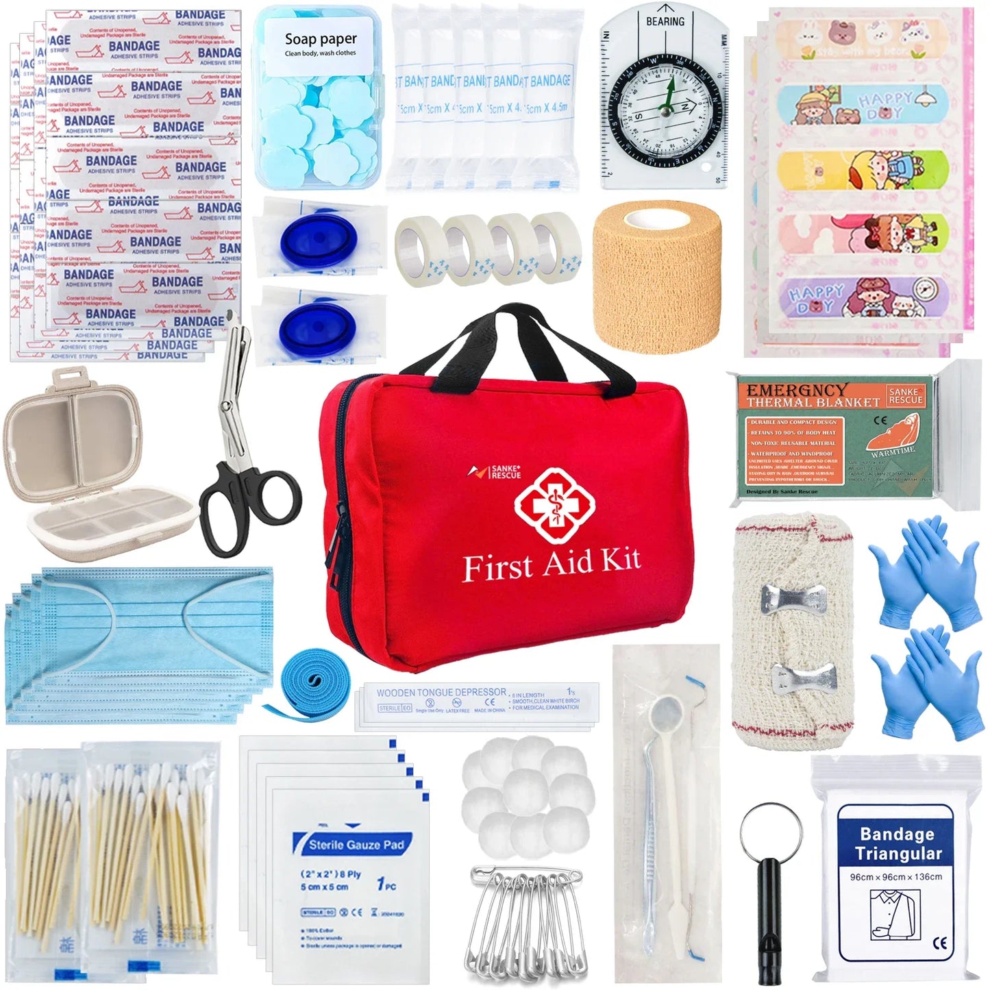 Multi-Purpose Small/Large First Aid Kit: Portable First Aid Kit for Outdoor Hunting, Hiking, Camping, Including Emergency Suppli