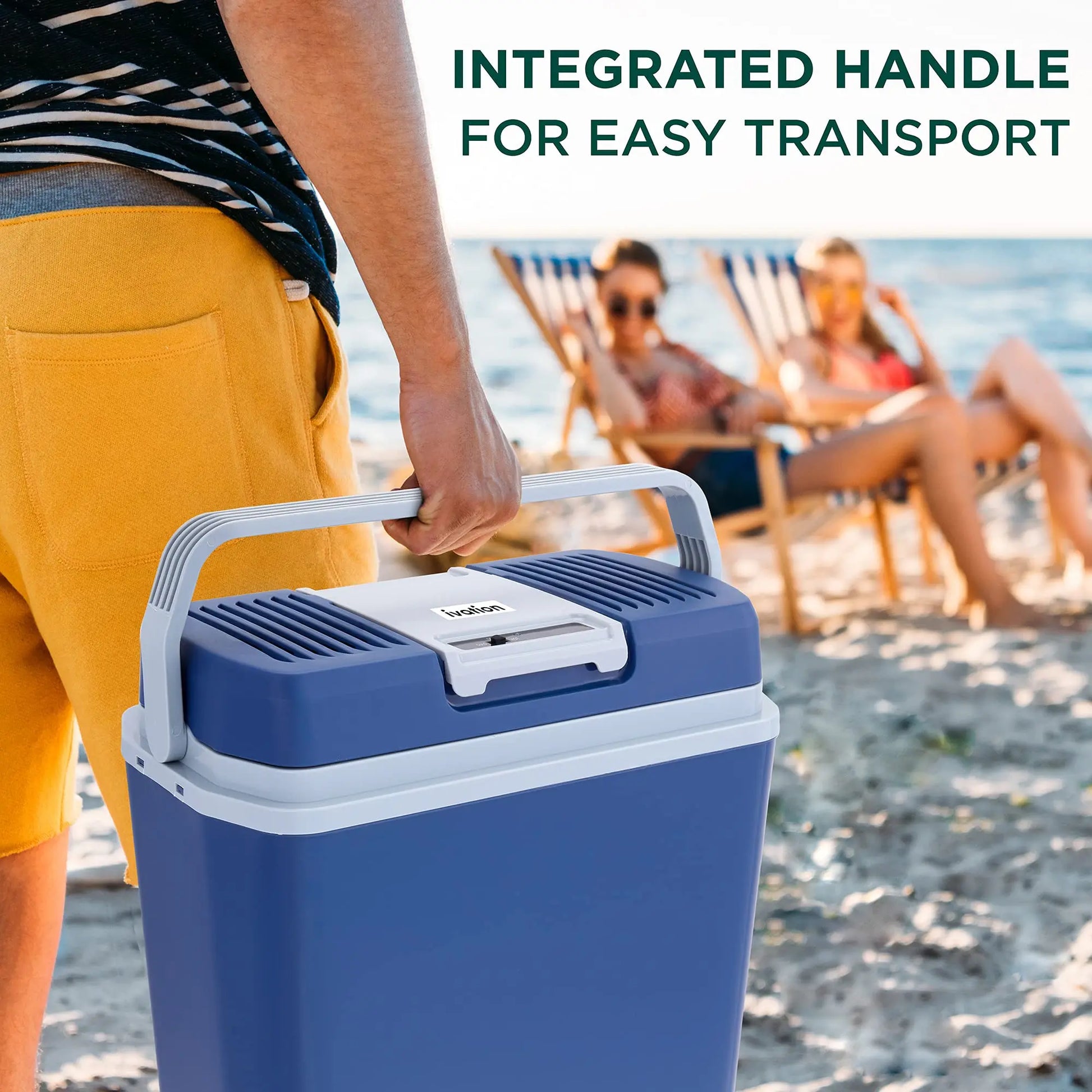 Electric Cooler & Warmer, 24 L Portable Thermoelectric 12 Volt Cooler with Handle