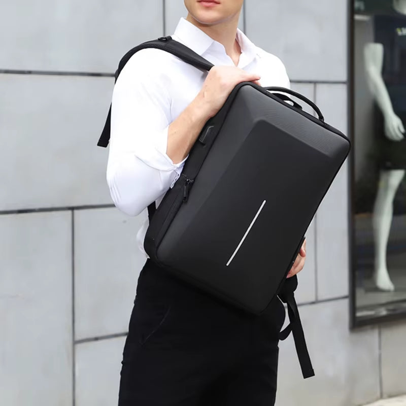 Men'S Casual Hard Shell Backpack Anti-Theft Backpack High Capacity Travel USB Charging Bag Fasion Business Computer Bag for Male