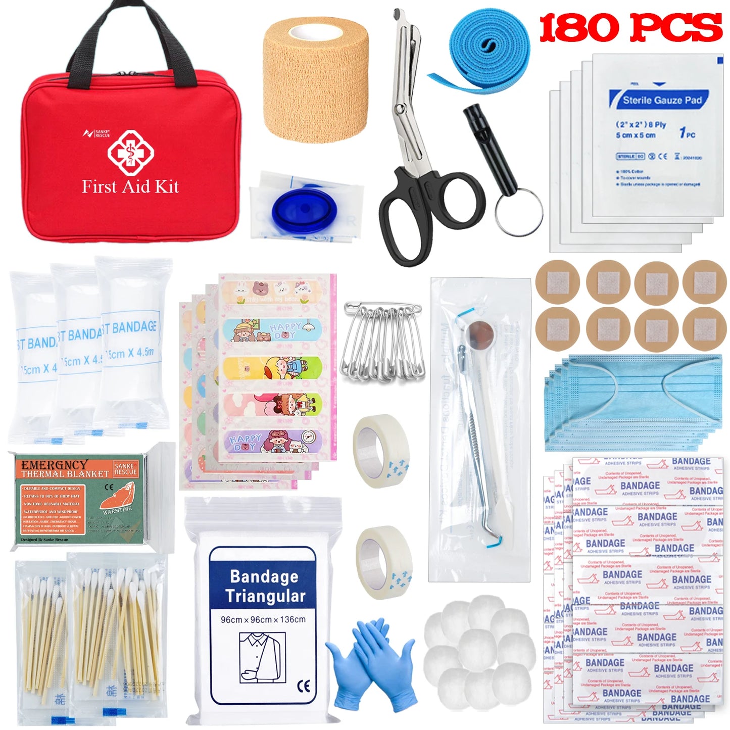 Multi-Purpose Small/Large First Aid Kit: Portable First Aid Kit for Outdoor Hunting, Hiking, Camping, Including Emergency Suppli