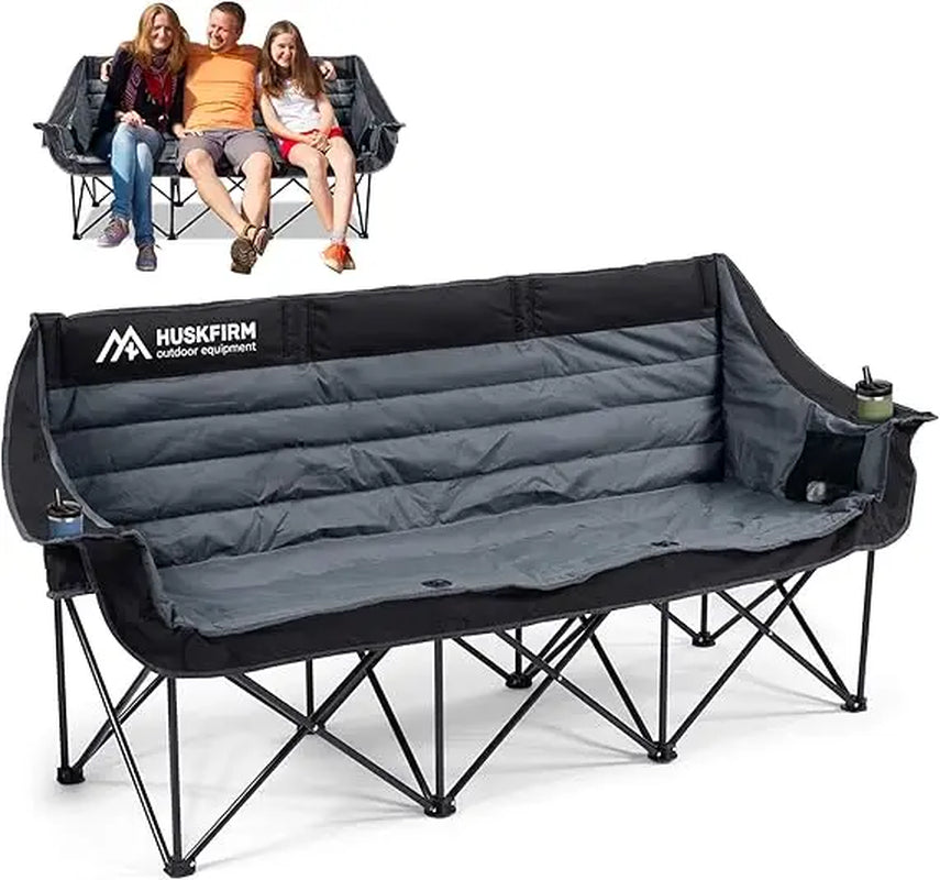 3 Person Camping Chairs Folding Double Camping Chair Portable Oversized Loveseat Padded Camp Chair Heavy Duty Camping Couch For
