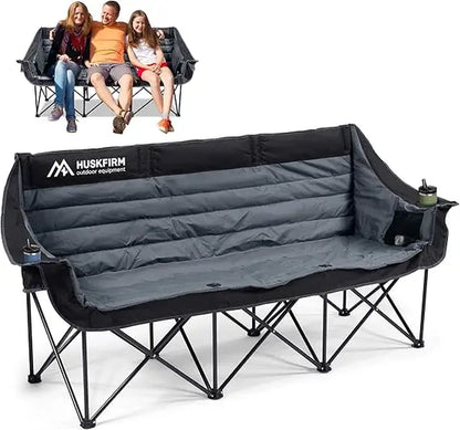 3 Person Camping Chairs Folding Double Camping Chair Portable Oversized Loveseat Padded Camp Chair Heavy Duty Camping Couch For