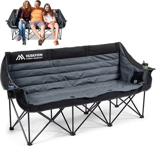 3 Person Camping Chairs Folding Double Camping Chair Portable Oversized Loveseat Padded Camp Chair Heavy Duty Camping Couch For