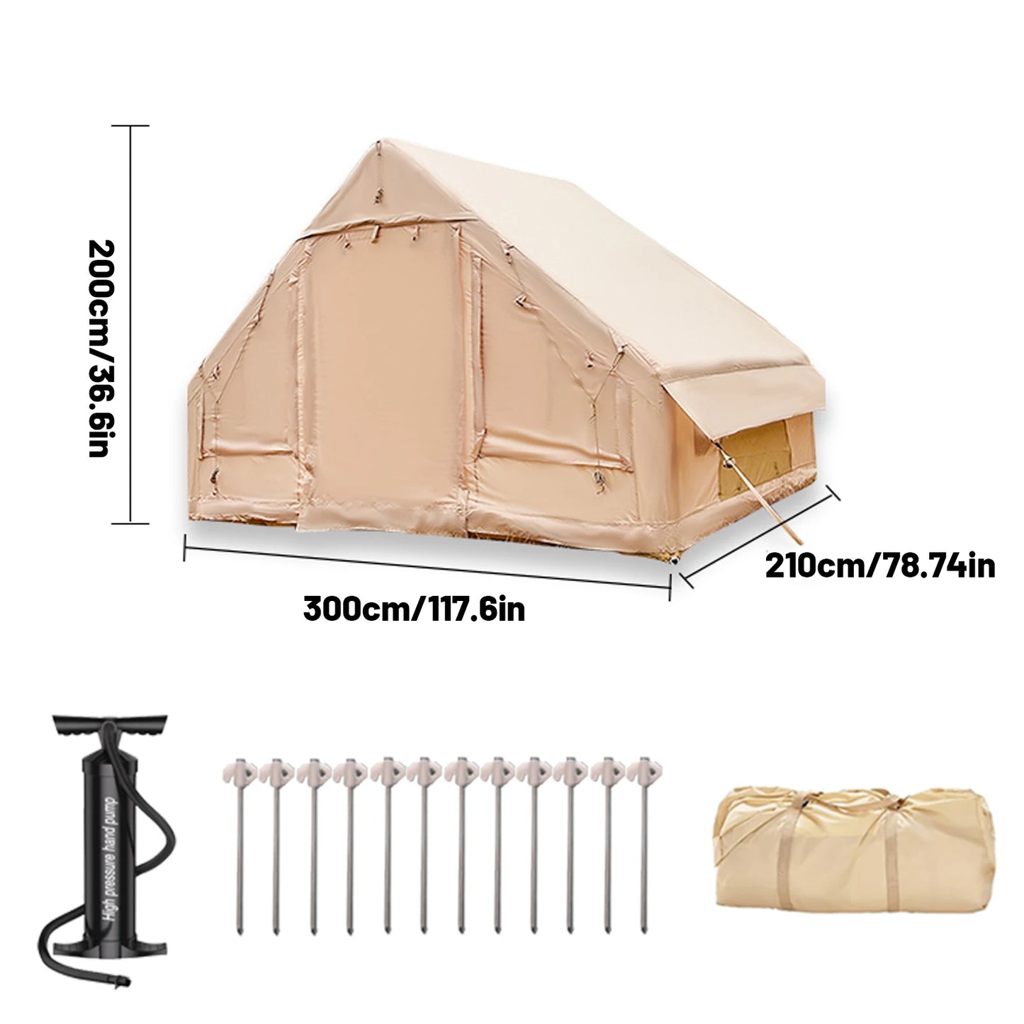Inflatable Camping Tent 4-8 People with Windows Portable Water-Resistant Camping Tent Four Season Tents