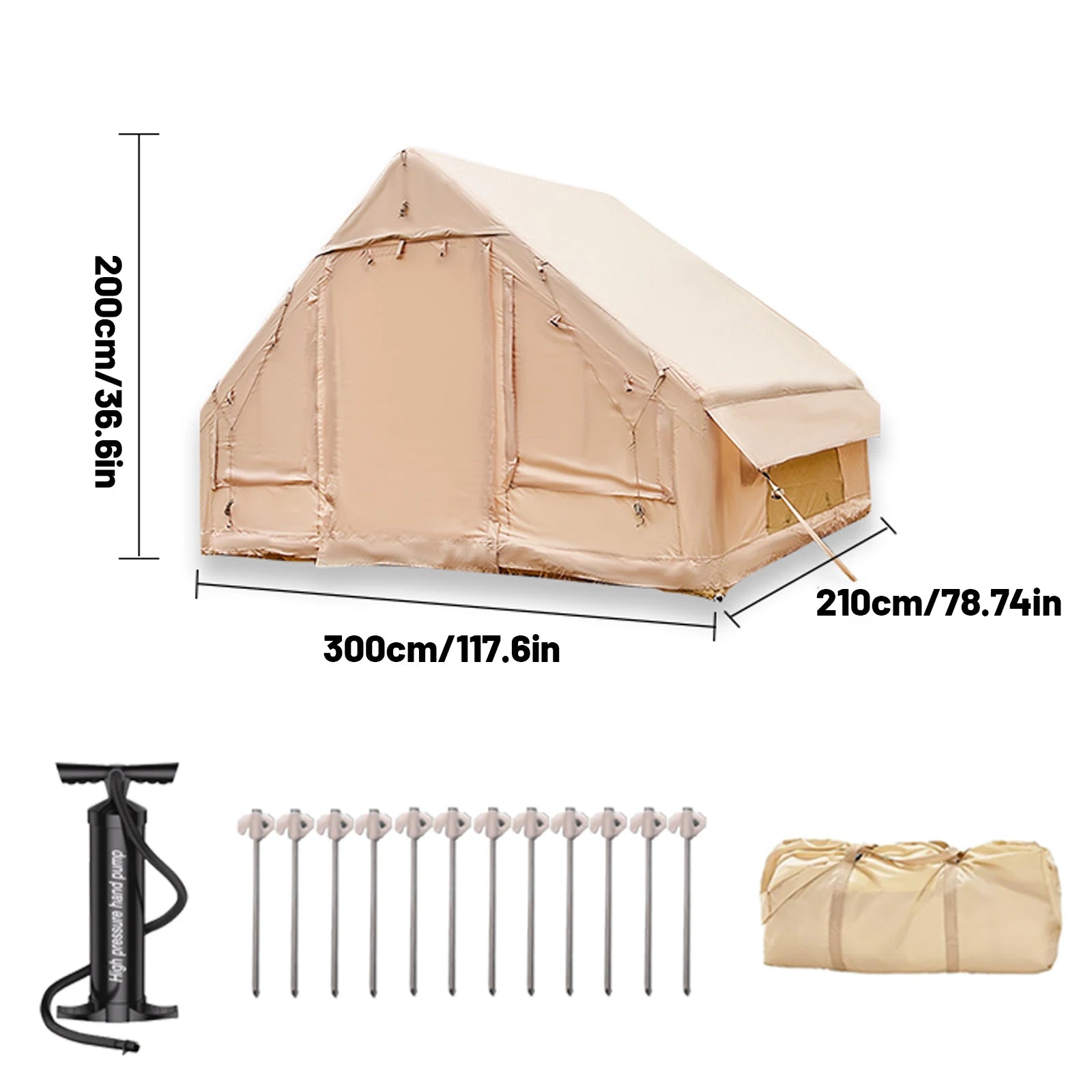 Inflatable Camping Tent 4-8 People with Windows Portable Water-Resistant Camping Tent Four Season Tents
