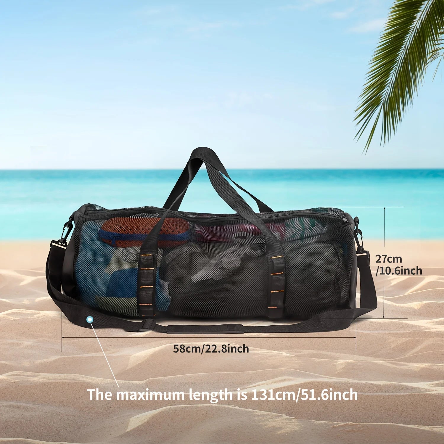 Large Capacity Mesh Duffel Bag, Breathable Swimming Gym Bag,Beach Mesh Dive Bag, Perfect for Beach and Water Sports