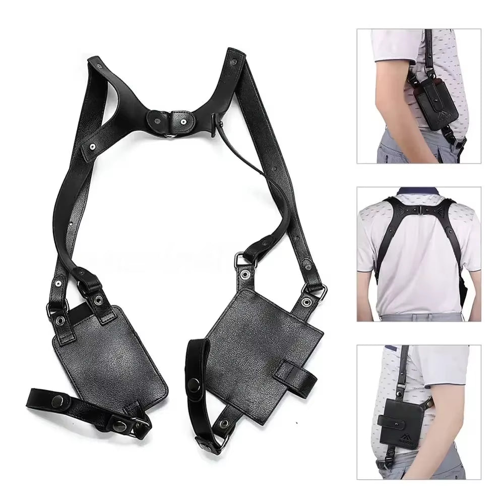 Man Leather Anti-Theft Safety Wallet Bag Travel Outdoor Hidden Underarm Holster Shoulder Phone Case Wallets Bags Black
