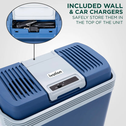 Electric Cooler & Warmer, 24 L Portable Thermoelectric 12 Volt Cooler with Handle
