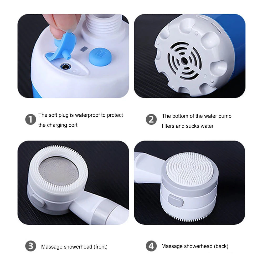 Portable Camping Shower Pump with Digital Display 4000Mah Upgraded Rechargeable Electric Shower Pump for Camping Beach Dormitory