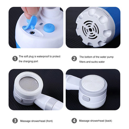 Portable Camping Shower Pump with Digital Display 4000Mah Upgraded Rechargeable Electric Shower Pump for Camping Beach Dormitory