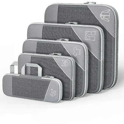 5PCS Compression Packing Cubes, Mesh Travel Packing Cubes for Suitcases, Lightweight Organizers Bag Set for Travel Essentials