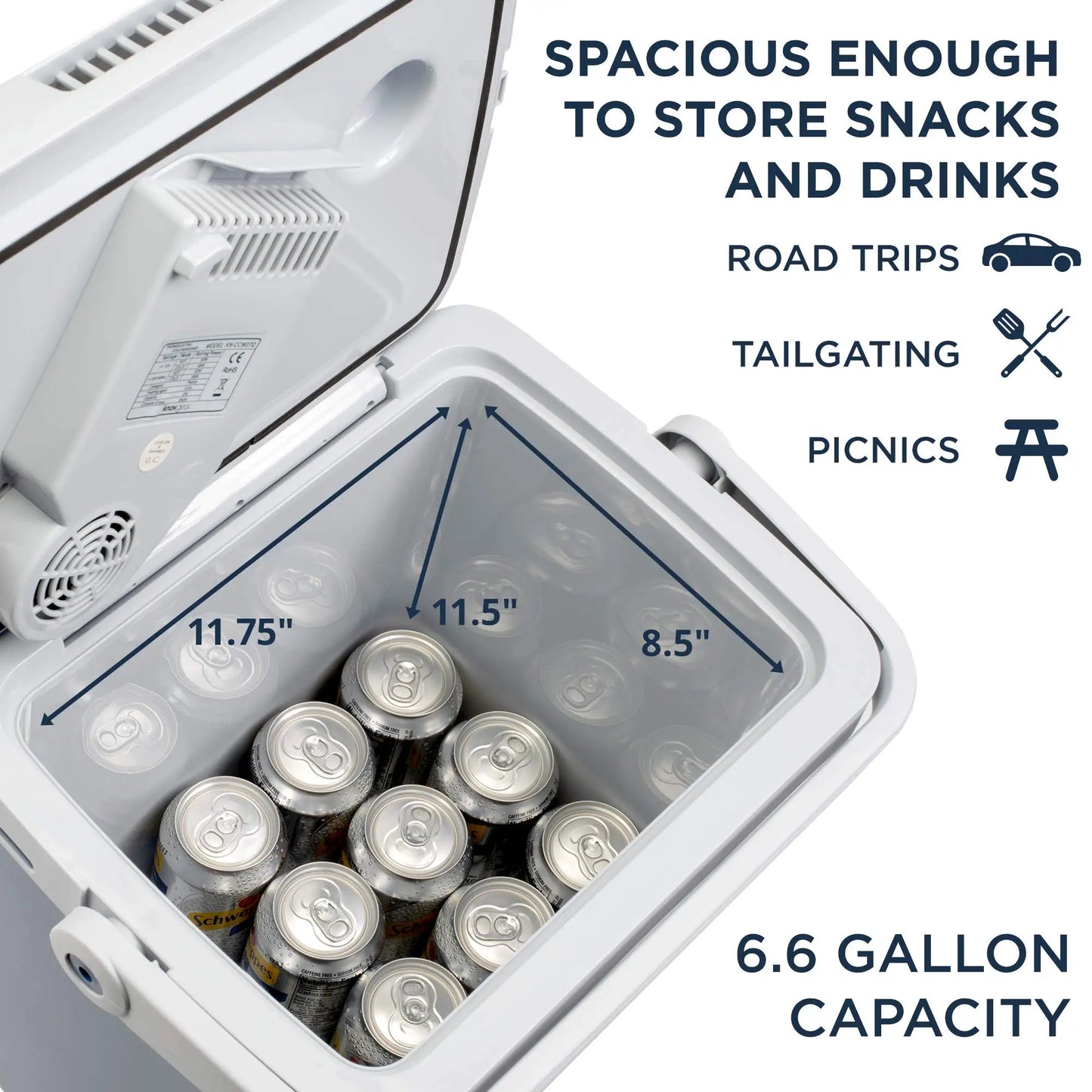 Electric Cooler & Warmer, 25 L Portable Thermoelectric 12 Volt Cooler with Handle