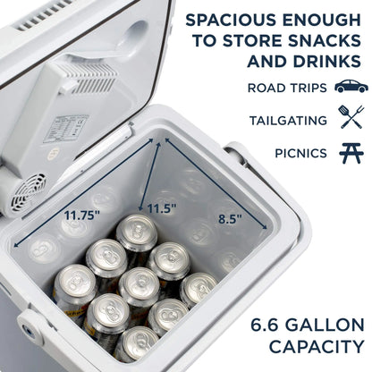 Electric Cooler & Warmer, 25 L Portable Thermoelectric 12 Volt Cooler with Handle