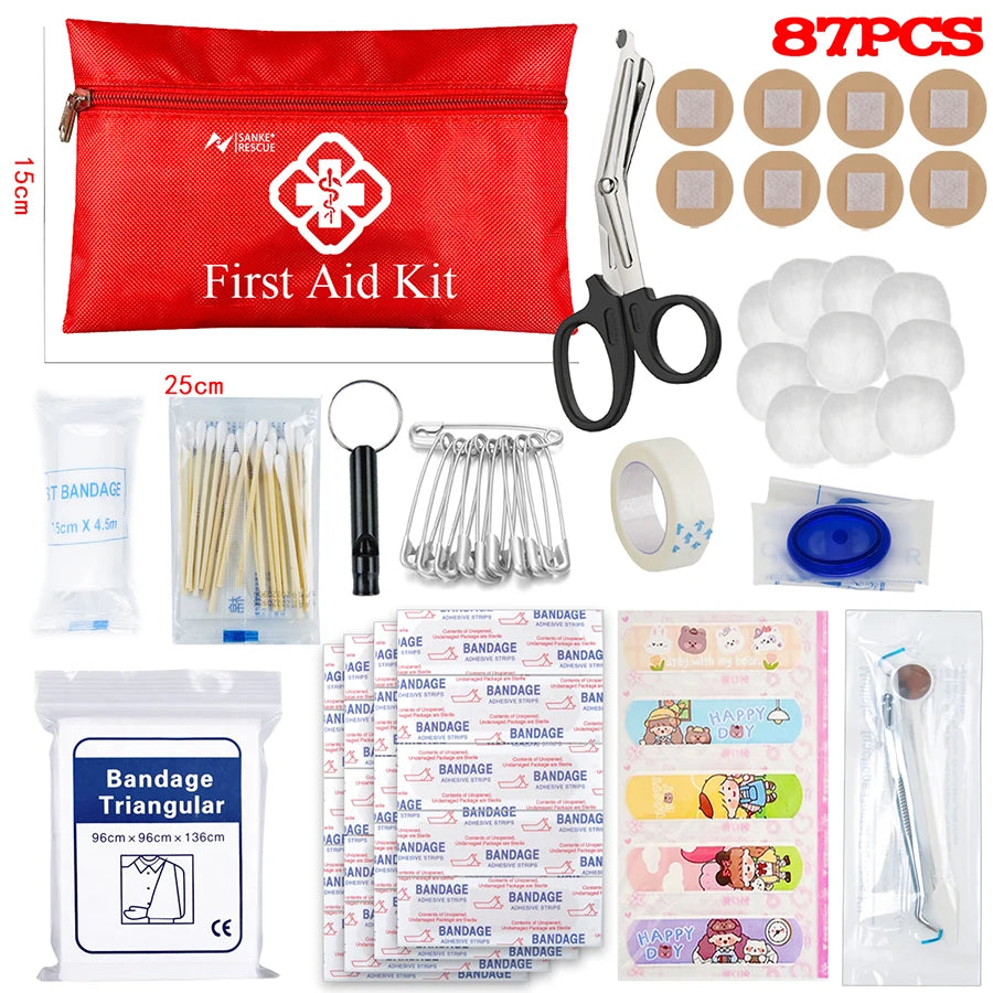 Multi-Purpose Small/Large First Aid Kit: Portable First Aid Kit for Outdoor Hunting, Hiking, Camping, Including Emergency Suppli